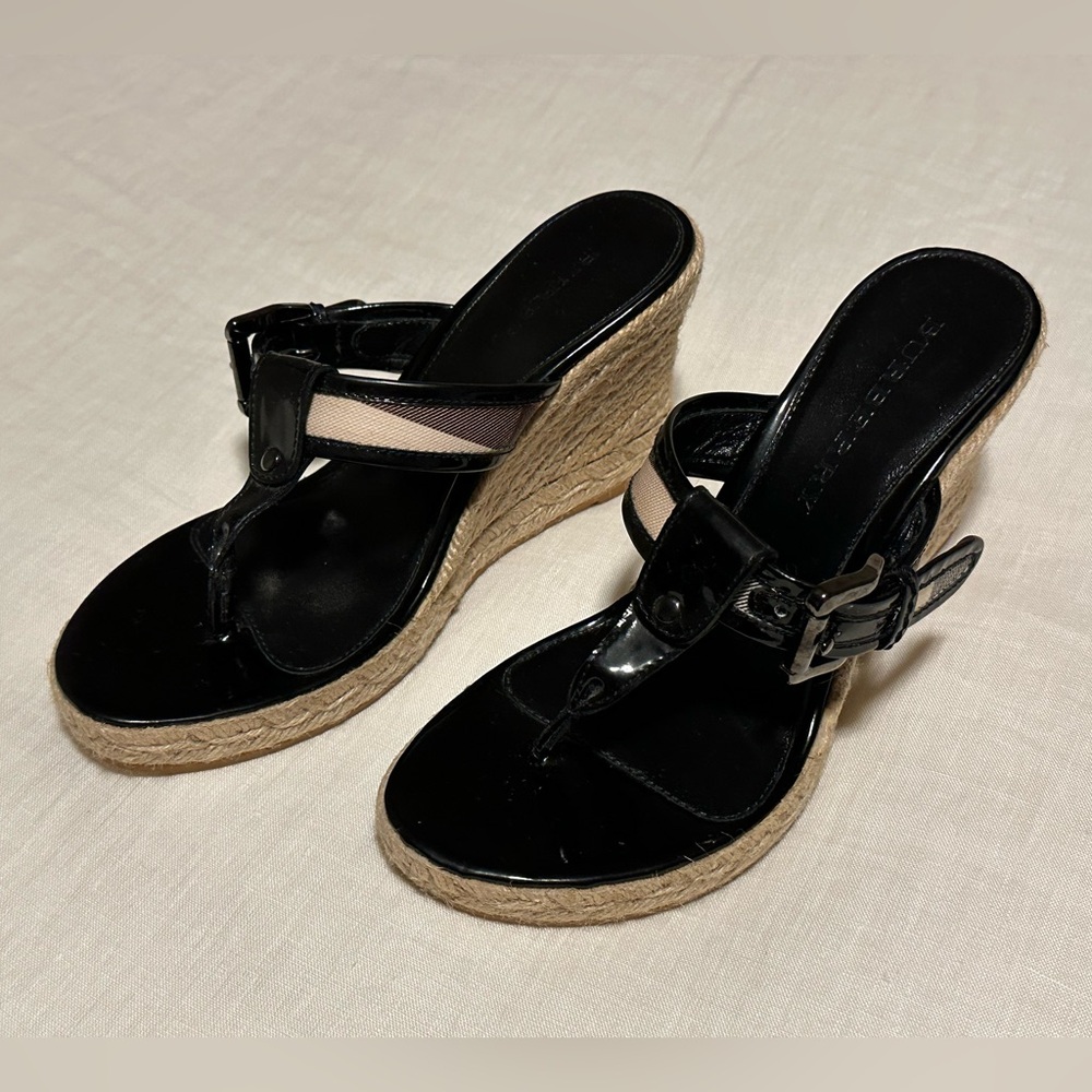 BURBERRY - Wedges - Size 38 - Black - Great Condition - 3.5” heel height